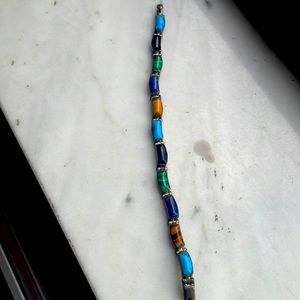 Mixed stone sterling silver bracelet from Mexico